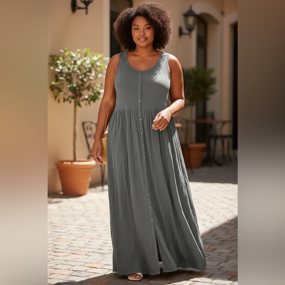 Sleeveless Gray Maxi Dress